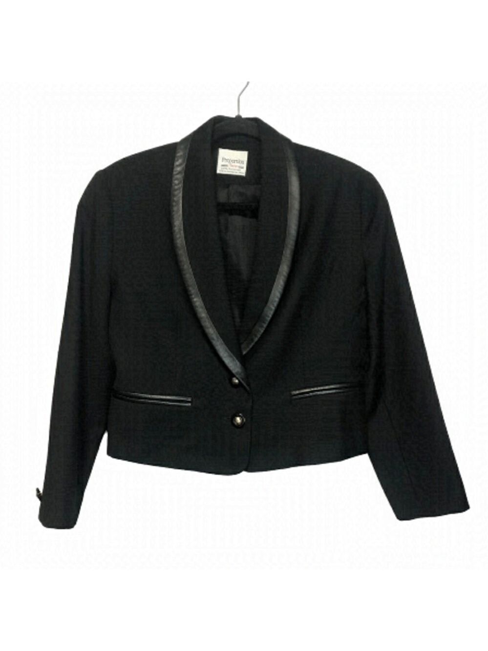 Vintage Proportion Petites Wool & Leather Blazer, size 6P